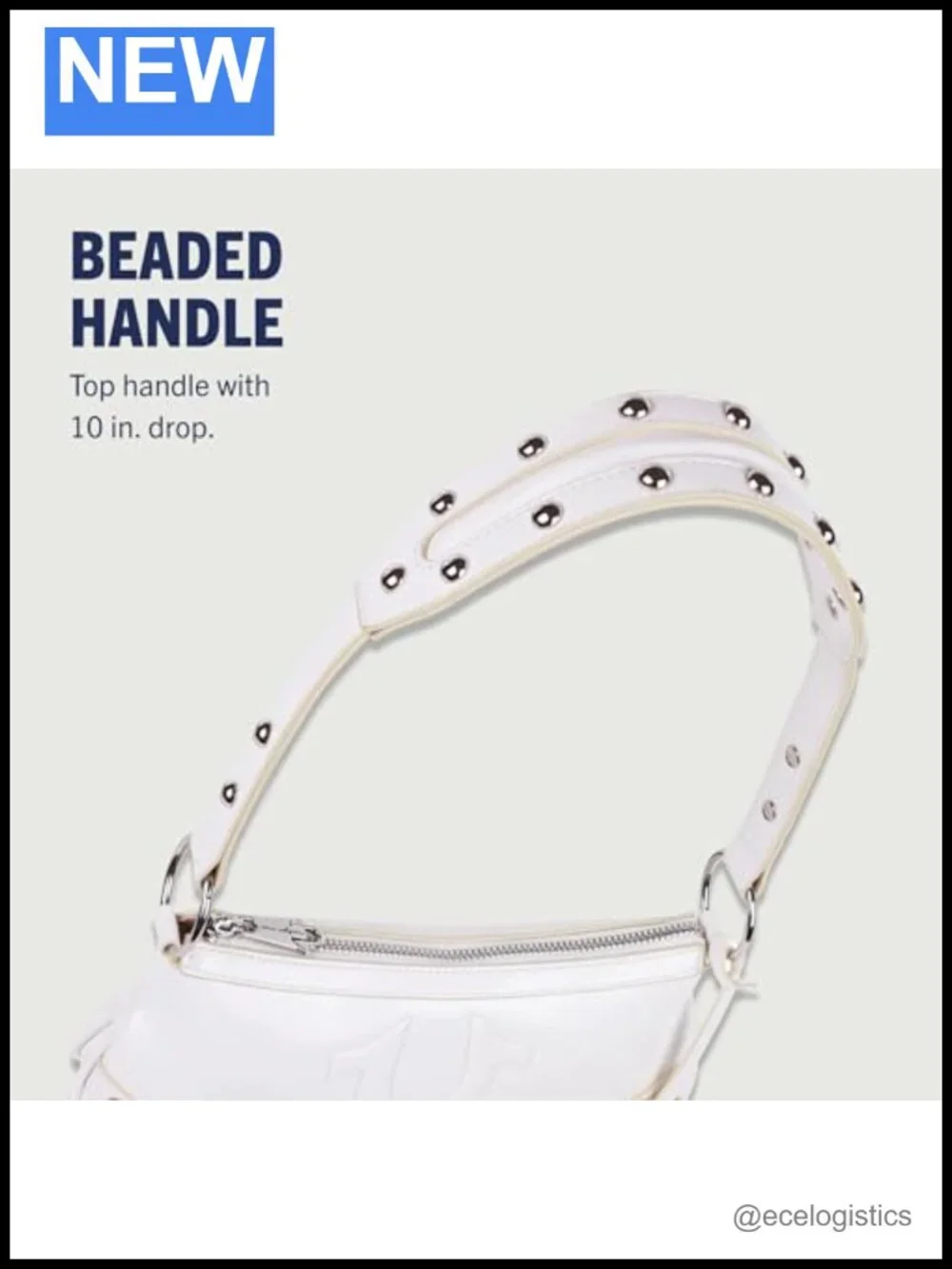 Designer Shoulder Bag with Horseshoe Embroidery, Zip-Top Mini Handbag with